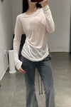 BASERANGE Classic Bamboo Fiber Bamboo Cotton Long Sleeve T-Shirt Series Collection Round Neck Bottoming Shirt France BAS-TOLS-BL-000-UNDYED